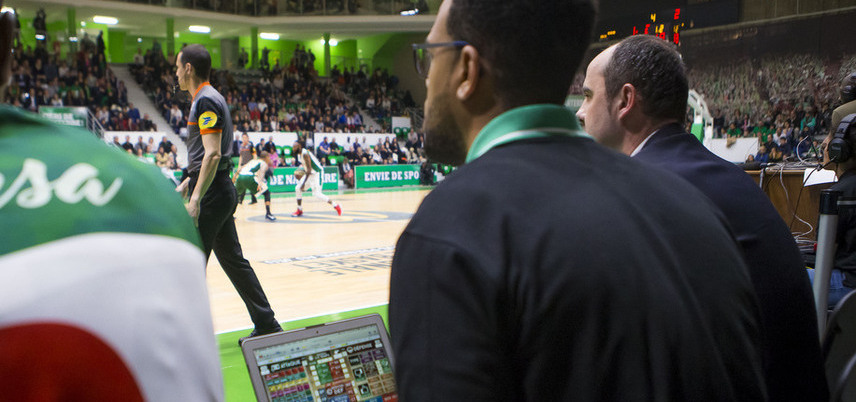 view from sidelines at a basketball game