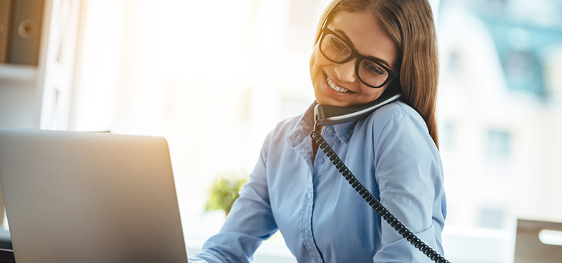 Woman on business phone