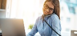 Woman on business phone