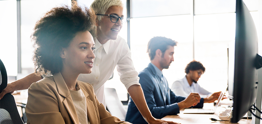 People working at desks