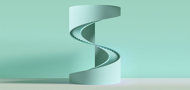 colorful graphic spiral staircase