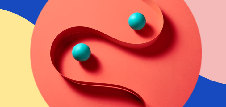 colorful ribbon ans spheres