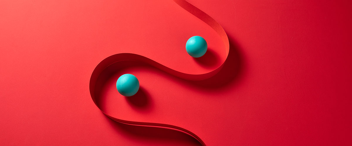 colorful ribbon and spheres