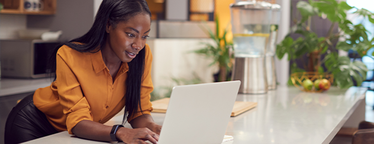 Woman working on her laptop