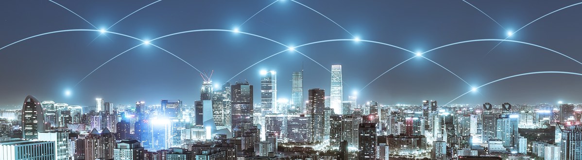 image of major city with illuminated network connecting all